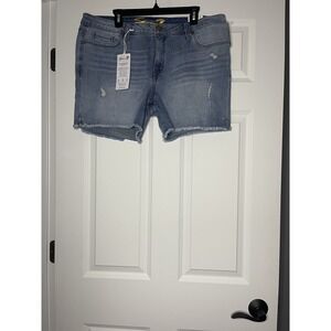 Seven 7 the weekend mid rise Raw Hem Denim Jean shorts 16 blue NWT